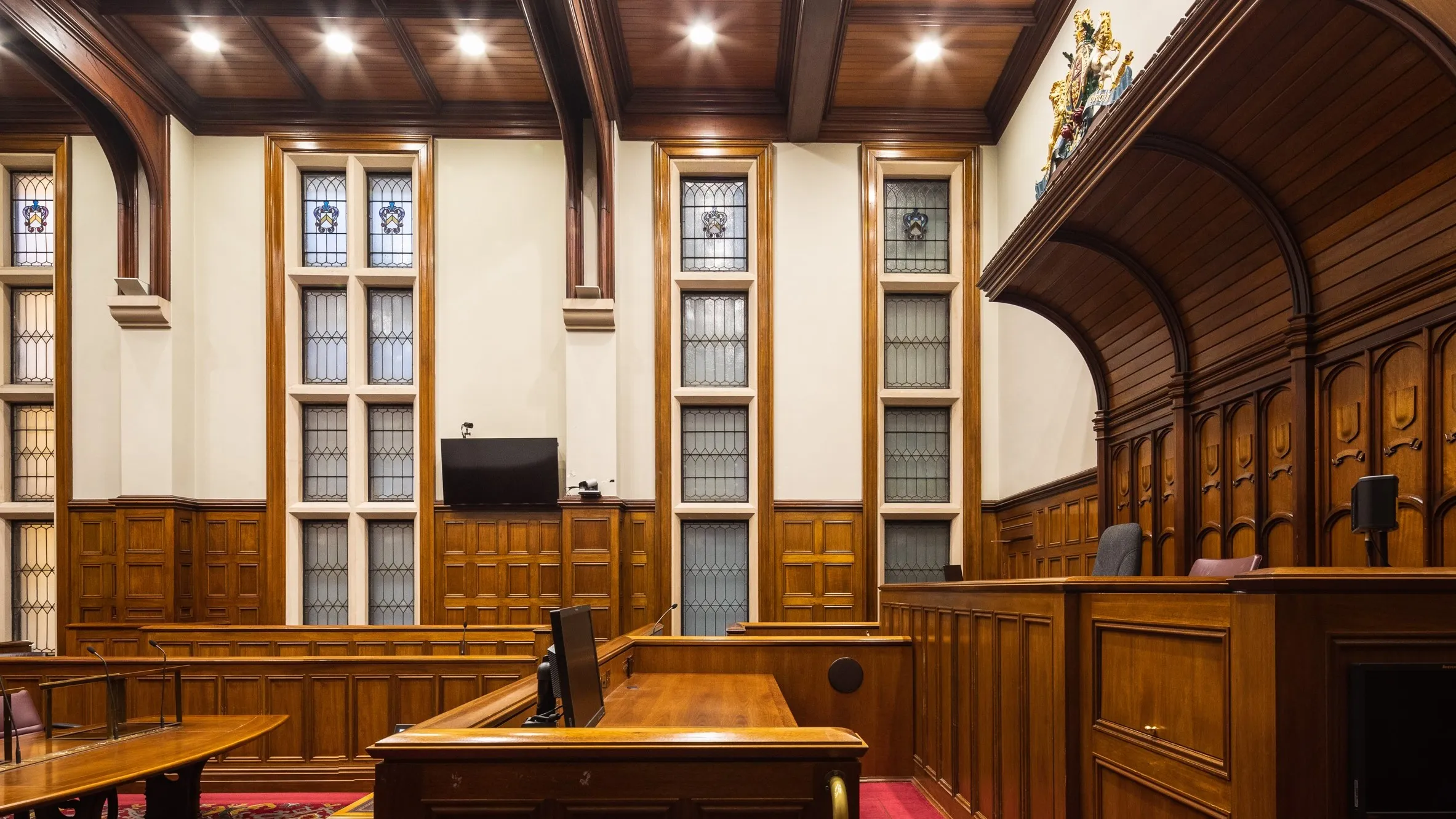 An empty Australian courtroom